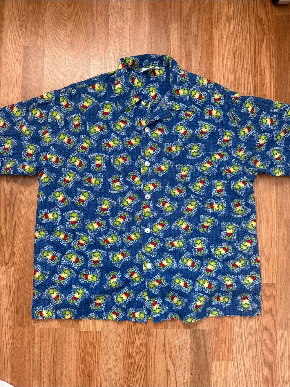 Señor Frogs Men's Blue Short-Sleeve Tropical Button-Down Shirt